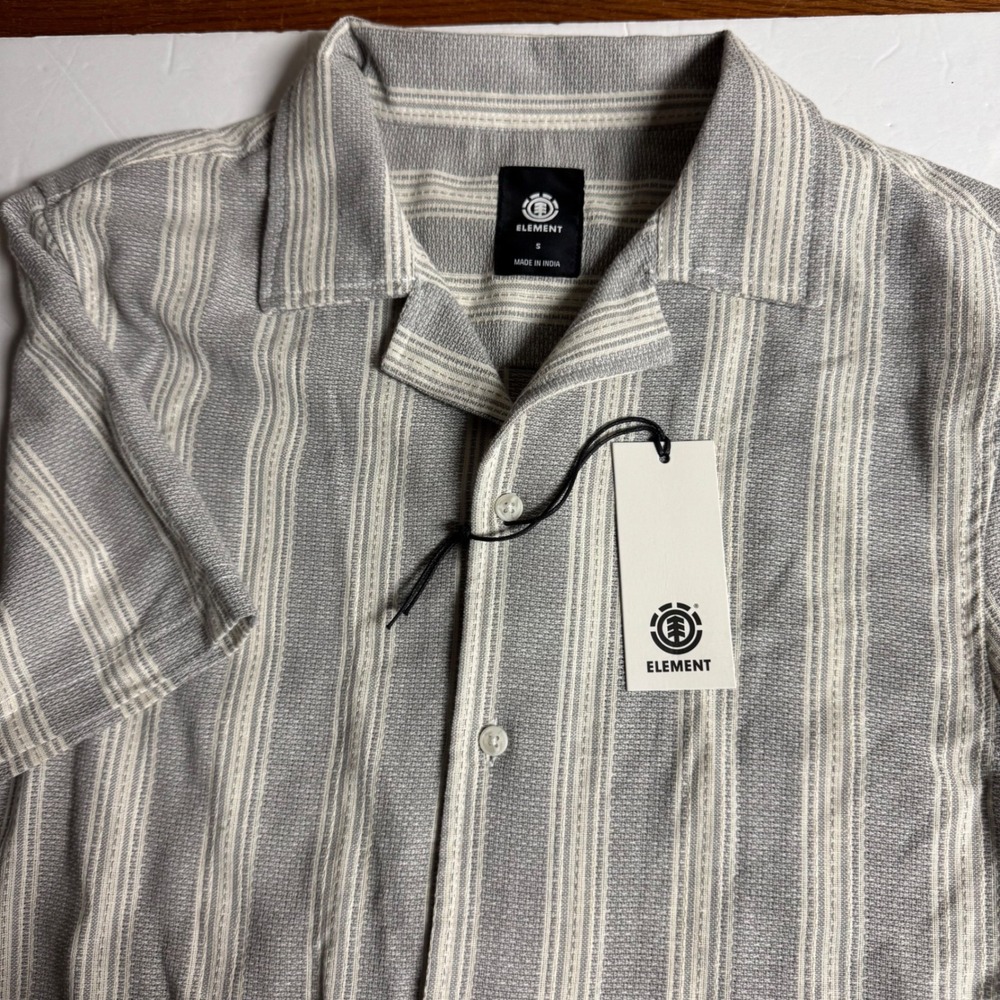 Element Mens Striped Shirt Short Sleeve Button Up Camp‎ Collar - Size S
